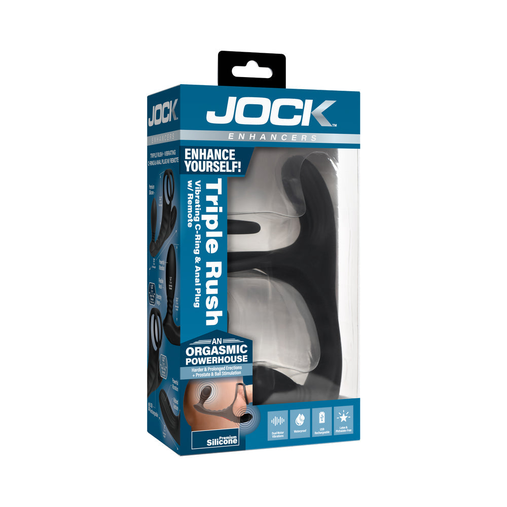 JOCK Enhancers Triple Rush Vibrating C-Ring & Anal Plug